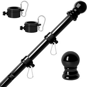 Flag Poles for Outside House 6FT Stainless Steel Metal Black Flag Pole kit Tangle Free Residential Heavy Duty for Truck,House,Porch,Yard,Boat Suitable for 3x5 Heavy Garden Flag (06Black, 6ft)