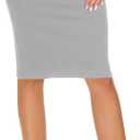 Women's High Waist Bodycon Pencil Skirt Stretchy Knee Length Midi Skirts for Busines Casual (X-Large, Light Gray)