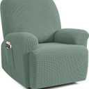 TAOCOCO Recliner Cover 4-Pieces, Recliner Stretch Sofa Slipcover, Recliner Cover 1 Seat, Couch Protector Soft, Furniture Protector Covers with Elastic,Chair Covers Jacquard Pattern (Sage Green)
