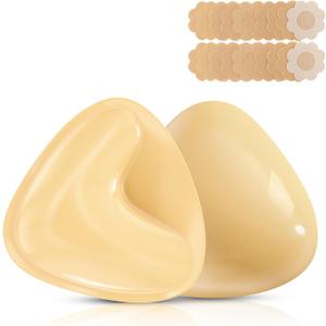 Double Sided Sticky Bra Inserts Reusable Push Up Lift Self Adhesive Bra Pads for Bikini Swimsuit Sports Strapless Bra (X-Small, Skin Tone)