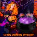 2025 Large Witch Cauldron Halloween Decorations Outdoor, Black Plastic Bowl Decor on Tripod with Lights Halloween Cauldron Pot Witches Cauldron Hocus Pocus Candy Bucket Decoration for Porch Home Party