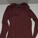 Prettywear V Neck Long Sleeve Shirts for Women Trendy Casual Fitted Collared Basic Cute Polo Tops Button T-Shirt 2025 Fall Clothes Burgundy, Large