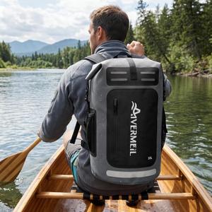 Dry Bag Waterproof Backpack 35L for Men & Women Roll-Top Hiking Backpack with IPX8 Waterproof Phone Case for Kayaking Boating Cushioned Padded Back Grey