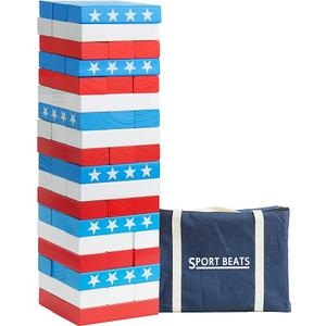 Giant Tower Game Life Size Wooden Stacking Games Lawn Outdoor Games for Adults and Family - Includes Rules and Carry Bag-54 Large Blocks