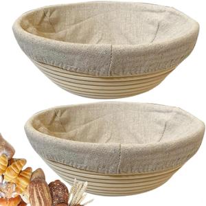 9 Inch Round Bread Banneton Proofing Basket Set of 2 – Sourdough Proofing basket kit for Artisanal Baking – Bread Making Tools For Professional & Home Bakers (9 inch round- 2 pack)