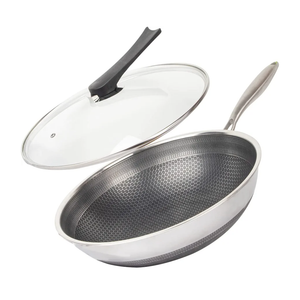 CATHYLIN 13'' 316L Stainless Steel Stirfry Wok with Lid,Non Stick Skillet with Staycool Handle PFOA Free Suitable for Induction, Ceramic, Electric, and Gas Cooktops CATHYLIN 13'' 316L Stainless Steel Stirfry Wok with Lid,Non Stick Skillet with Staycool Handle PFOA Free Suitable for Induction, Ceramic, Electric, and Gas Cooktops