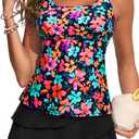 Yonique Two Piece Tankini Swimsuits for Women with Shorts Tummy Control Bathing Suits Athletic Swimwear