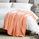 DREAMNINE Super Soft Fuzzy Fleece Throw Blanket for Couch Sofa 50" x 60", Decorative Solid Lightweight Velvet Blanket for Chair, Cozy Accent Shaggy Micro Plush Flannel Blankets for Bedroom Dorm, Peach