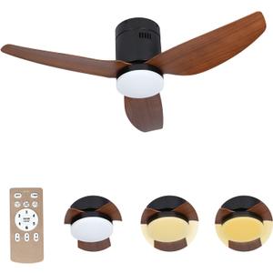 Xcity Ceiling Fan with Lights and Remote, Low Profile Ceiling Fan with 3 Color Lighting Modes, Quiet Flush Mount Ceiling Fan for Bedroom, Living Room, and Home Indoor Use, 40 Inch Low Profile