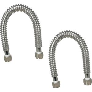 2-Pack 3/4" FIP x 18" (1.5Ft) Stainless Steel Water Heater Flex Connector, Certified Safe (6WAA18-2P) (3/4"F x 3/4"F x 18")