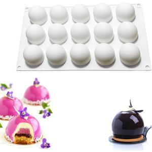 OCPO Kitchen Truffle Silicone Mold for Baking Mousse Cake French Dessert Pastry Chocolate Pudding Cupcake, Non-Stick & Easy Release, Truffle Ball Shape (15-Cavity)