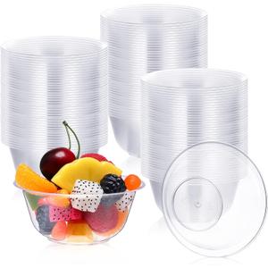 Thenshop 250 Pcs 9 oz Clear Dessert Bowls Disposable Hard Plastic Round Serving Bowls for Christmas Salad Soup Ice Cream Snack Appetizer Catering Wedding Picnic Home Event Party Supplies