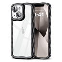 5 x SKYLMW Compatible with iPhone 13 Case, Kawaii Cute Curly Wave Frame Luxury Plating Edge, Stylish Glossy Clear Back, Soft TPU Shockproof Protective Cases for iPhone 13, Black