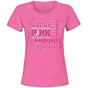 Support Breast Cancer Awareness Women's T-Shirt Faith Fight Hope Tee, XXL