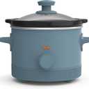 Bella 1.5 Qt Slow Cooker with 3 Heat Manual Control, Ceramic Nonstick Coating, Dishwasher Safe Stoneware Pot and Tempered Glass Lid, Tangle Free Cord Wrap & Cool Touch Handles, Seaglass, 1.5 Quarts