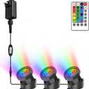 RGB Pond Lights with Timer, LED Underwater Submersible Colorful Landscape Spotlights, 98ft Remote Control IP68 Waterproof Fountain Lights for Fish Aquarium Tank Garden Yard Pool (Set of 3)