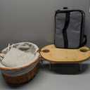 Picnic Basket for 2 with Table and Blanket, Collapsible Cooler Bag Insulated, Picnic Set for Beach Picnic Hamper Picnic Date Essentials for Outdoor Picnic Accessories Bridal Shower Gift (Grey Lining)