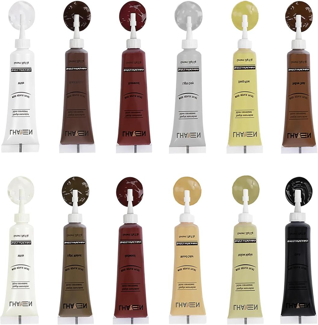 Wood Furniture Repair Kit-12 Colors Wood Filler, Repairs Scratch, Paint Peeling, Cracks, Holes. Suitable for Wood Furniture, Flooring, Cabinets, Tables, Chairs, Wooden Musical Instruments etc.