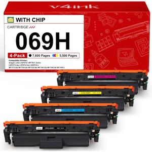 v4ink 069H 069 Toner Cartridges High Capacity Compatible Replacement for Canon 069H 069 Works for Canon Color imageCLASS MF750C LBP670C Series MF753Cdw MF754Cdw MF751Cdw LBP674Cdw Printer 4-Pack (Black Cyan Magenta Yellow)