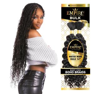Sensationnel Empire Bulk Braiding  Water Wave Human Hair Braids for Knotless Boho Box or Curly Loosewave Styles 1 pack (14 inch, 4 MEDBROWN)