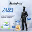 PLASTIC PRINCE 5-Gallon Compostable Trash Bags Biodegradable Trash Bags, 19.5" x 23" 0.7 Mil Can Liners 12 Rolls of 25/Roll, 300/Case