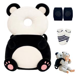 Baby Head Protector Backpack with a Pair of Non Slip Socks and Knee Pads, Baby Pillow Backpack for Falling, Crawling, Adjustable Toddler Head Protector for Infants 618 Months