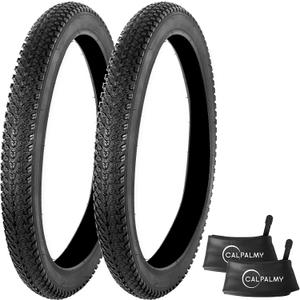 CALPALMY 20" Bike Replacement Tire and Inner Tube - 20x1.95 Tires and 20x1.75-2.125 Tubes with AV 32mm Schrader Valve, Fit for MTB, BMX, and Commuting Bicycle (2 Pack)