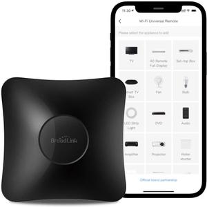 BroadLink RM4 pro IR and RF Universal Remote, All in One Hub Code Learning Wi-Fi Remote Control for TV Air Conditioner STB Audio, Curtain Motor, Works with Alexa, Google Home, IFTTT