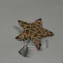 Christmas Tree Topper Rustic Christmas Tree Topper Star 6 Inch, Battery Operated Lighted Jute Rattan Star Warm White Light Christmas Tree Decoration for Small Tabletop Christmas Trees