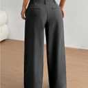 GORGLITTER Women's Low Rise Dress Pants Business Casual Wide Leg Trousers Work Dressy Low Waisted Straight Slacks Pants (Gray) S