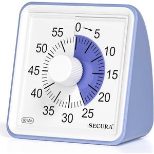 Secura 60-Minute Visual Timer, Classroom Timer, Countdown Timer for Kids and Adults, Time Management Tool for Teaching (Purple & Purple)