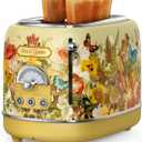 Hazel Quinn X Eduardo Recife Collaboration 2-Slice Retro Toaster, 6 Browning Levels, 3 Functions-Defrost/ Reheat/ Cancel, Removable Crumb Tray for Easy to Clean, 1.5 Inches Extra Wide Slots
