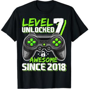 7th Birthday Boy Level 7 Gamer 7 Year Video Game Party T-Shirt S 
