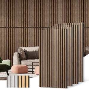 Acoustic Wood Wall Panels, 4-Pack 45.3" x 23.6" Soundproof Wall Panels, Wood Slat Wall Panels for Wall Decor, Walnut, 4Pcs - 45.3 * 23.6 inch