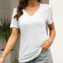 Eachyes Womens Lace Short Sleeve V Neck T Shirts Summer Casual Tops Loose Fit Tees Blouses