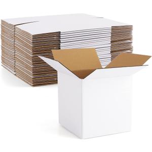 Eupako 4x4x4" Cardboard Box Mailers 25 Pack White Cube Corrugated Small Shipping Boxes for Mailing