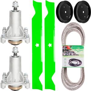 46" Deck Rebuild Kit Compatible with Husqvarna Poulan Craftsman YTA22V46 YTH21K46 2246LS 2346XLS YTH20K46 PB20H46LT Lawn Tractor with 2 Spindle 187292 2 Blade 21546611 2 Pulley 195945 1 Belt 21546607