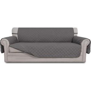 Easy-Going Reversible Oversized Couch Cover for 3 Cushion Couch Sofa Cover for Dogs Water Resistant Furniture Protector Cover with Foam Sticks for Pet Cat (Oversized Sofa, Gray/Gray) (X-Large Sofa)