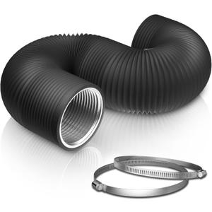 6 Inch 12ft Aluminum Ducting-4 Layer Protection Dryer Vent Hose for HVAC Heating Cooling Ventilation and Exhaust, 2 Clamps Included