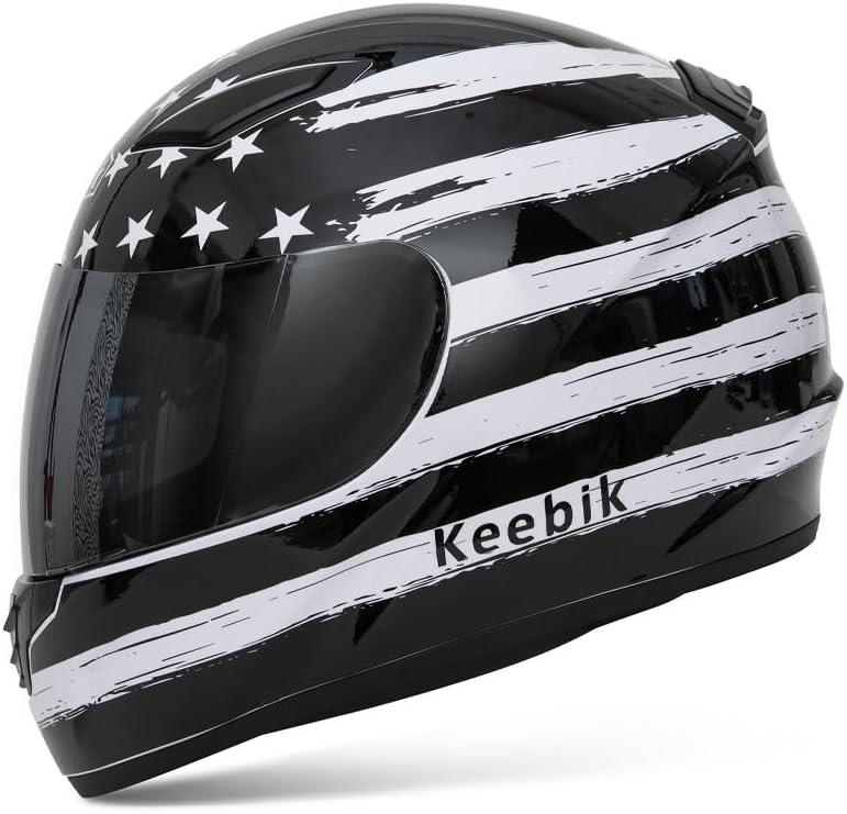 KEEBIK Motorcycle Skull Helmets for Adult Men Women, Full Face Lightweight Street Bike Racing DOT Graffiti Helmet with Extra Clear Visor (MOR3, Large)