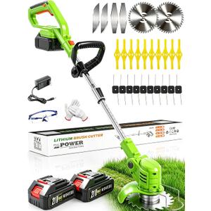 21V Cordless Weed Wacker, 2 X 2.0Ah Battery Powered Weed Eater