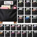 24 PCS Chair Pockets for Classroom, 20 x 17 Inch Extra Large Seat Sacks with Name Tags, Heavy-Duty Oxford Fabric Chair Organizers for School, Home, Office Black