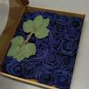 N&T NIETING Artificial Flowers Roses 25Pcs Real Touch Fake Flowers Foam Roses with Stems Perfect for DIY Wedding Bridesmaid Bridal Bouquets Centerpieces Party Home Baby Shower Decoration, Navy Blue