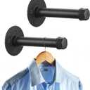 Sumnacon 2 Pcs 5.9 Inch Industrial Pipe Clothes Bar - Heavy Duty Rustic Metal Coat Hanger with Screws, Wall-Mounted Garment Holder Rack for Bedroom/Bathroom/Cabinet/Boutique/Clothing Store, Black