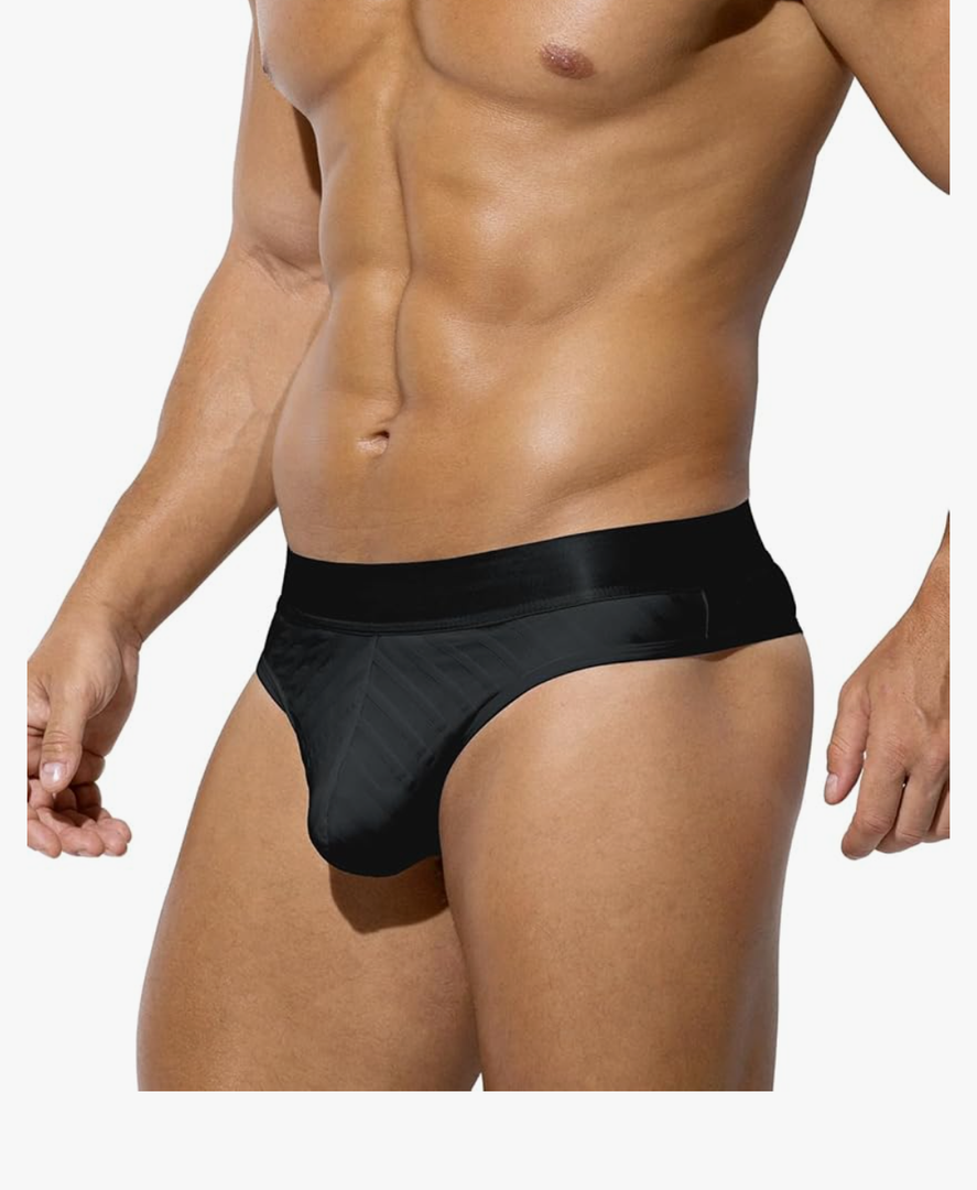 Men's Striped G-String Thongs Breathable T-Back Underwear Bulge Pouch Lingerie M