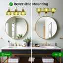 Brushed Gold 3-Light Wall Sconce, Green Flower Glass Shade