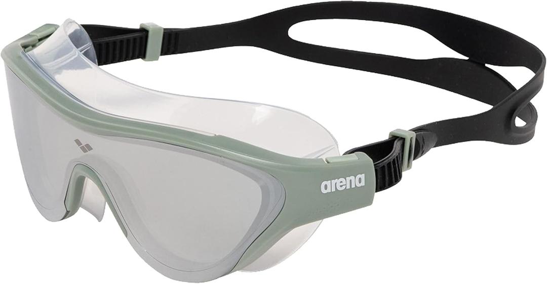 ARENA Unisex Adult The One Swim Mask Fitness Swimming Goggles Men and Women Large Fit Polycarbonate Mirror/Non-Mirror Lens (Silver/Jade/Black)
