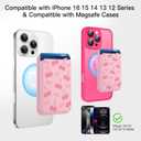 Compatible with MagSafe Wallet, Cute Bow Cherry Pattern for Women Girls, Stronger Magnetic Card Holder Phone Wallet for iPhone 16/15/14/13/12 Series, Fit 2 Cards, Pink