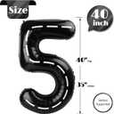 Race Car 5 Balloon, Number Balloons 40 Inch, 5th Black Birthday Balloon Decorations, Race Car Birthday Party Supplies, 5 Number Balloons, Number 5 Balloon