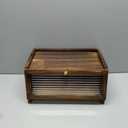 Bread Box for Kitchen Countertop Large Farmhouse Bread Container Bread Storage with Window Wooden Bread Holder (Carbonized)